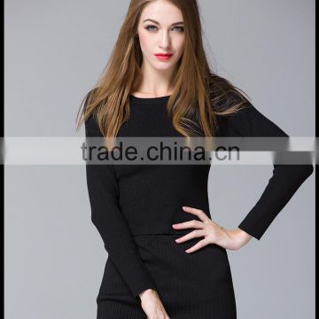 Fashion design handmade pullover collar knit wool sweater for young ladies