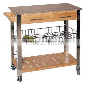 Wooden Kitchen trolley with Marble top