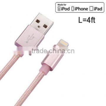 wholesale new products 2016 metal braided usb charging cable for iphone SE 6 6s MFI charger cable