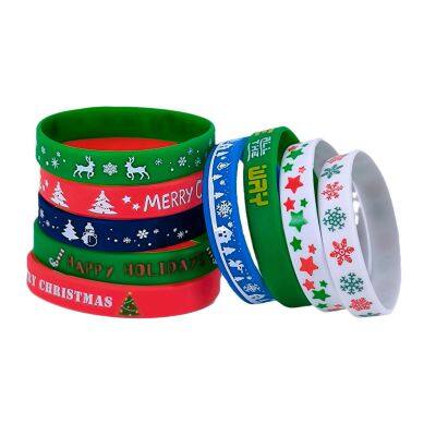 2024 Customized High Quality Rubber Silicone Bracelet Holiday Decoration Christmas Silicone Wristband