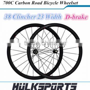 top quality carbon wheels depth 38mm width 23mm clincher carbon 3k/ud glossy/matt wheelset with Novatec Disc Hub D711 D722