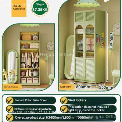 Custom Nordic Style Metal Locker HG-BG01 Bean Green Steel Wardrobe for Modern Office