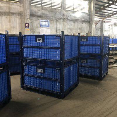 Foldable Powder Coated Metal Cage for Warehouse Storage and Transportation