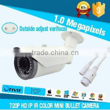 H.264 network camera with ov9712 cmos sensor 1.0MP HD IP Color Outside Adjust Varifocal IR Bullet cctv camera without brand name