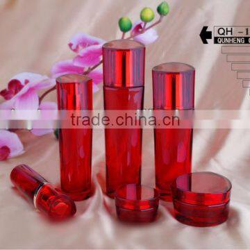 Red colour fancy glass cream jar