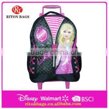 Best Selling Latest Crazy Children Trolley School Bags Kids Trolley Bags with Cartoon Pretty Girls