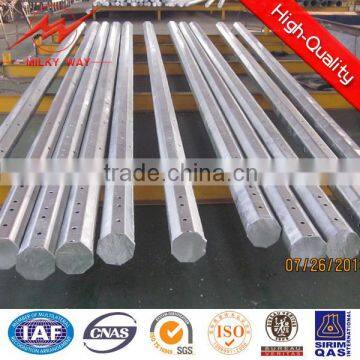 Powder Coating 12m Treated Galvanized Steel Light Pole With Cross Arm