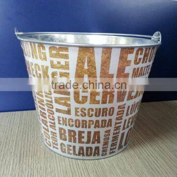 CMYK Logo 8L Galvanized Iron Tin Ice Bucket, Ice Pails, Beer Bucket With Openner photo-3