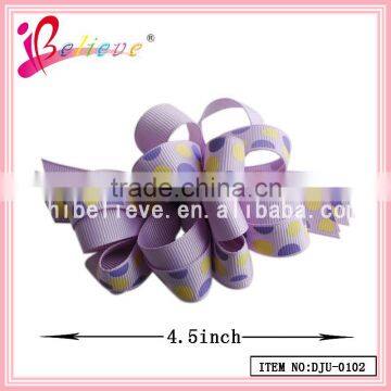 Wholesale mesh ribbon curly bow hair barrette,korker hair bow clip for women