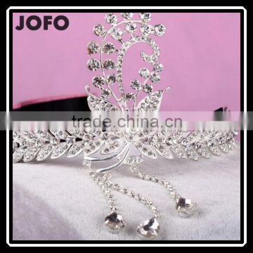 2015 Luxury Sparkling Sliver Plated Style Crystal Princess Wedding Party Crown Tiara Hairband Women Bridal Hairwear