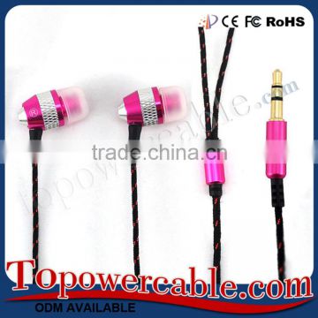 Wholesale Noise Cancelling Braided Fabric Cord in Ear Headphones