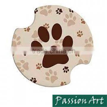 Cute Foot Print Design 2.6 inch Car Use Ceramic Coaster