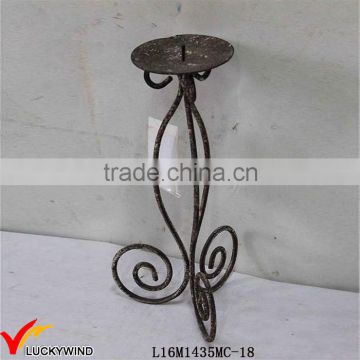 Scrolled Rustic Shabby Small Metal Candle Stand