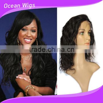 human hair lace wig, body wave, 12", natural color