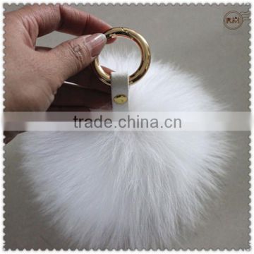 Fluffy Fox Fur Ball Keychains with Gold Metal