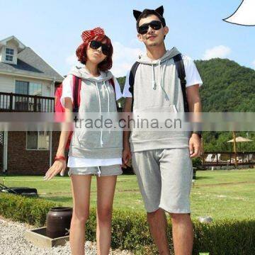 wholesale hooded sweatshirt/couple lover sweatshirt short sleeve hoodie