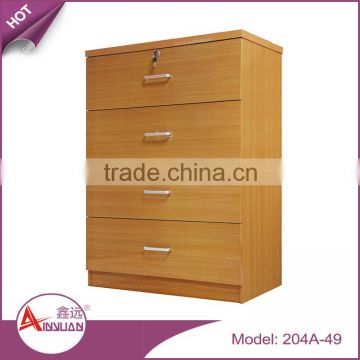 Living room furniture 4 tier chest drawers storage beech color mdf corner wood drawer cabinet