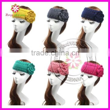 Winter Flower Knit Crochet Headwrap Headband ear warmer headwear wrap hairband