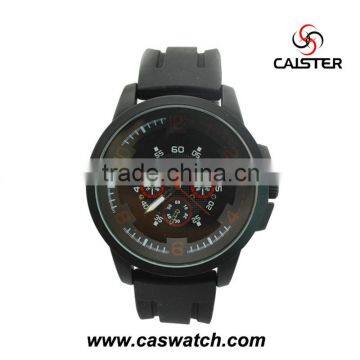 Simple style sport alloy case black silicone band men watch