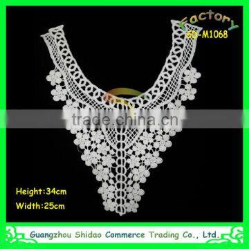 100% cotton material white colour ladies neck design embroidered lace trims