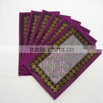 Indian Silk Table Runner With 6 Place Mats & 6 Coaster in Pink Color Size 16*62 photo-2