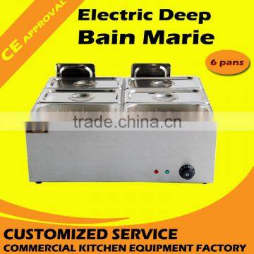 Restaurant cooking equipment commercial food warmer CE approval 6 basin bain marie