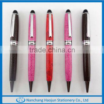 2014 Best leather metal pen,leather pens,pu leather pen holder