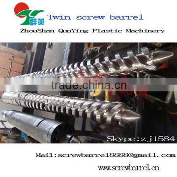 Twin screw and barrel for plastic profile extrusion machine