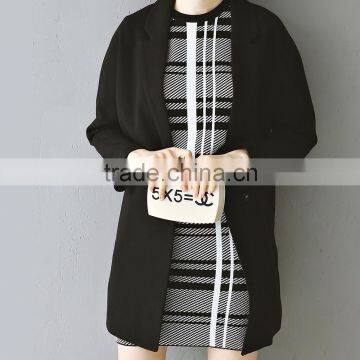 Womens Cuffed Sleeve One Button Oversized Boyfriend Blazer with Pockets OEM Type Clothes Factory Manufacturer Guangzhou