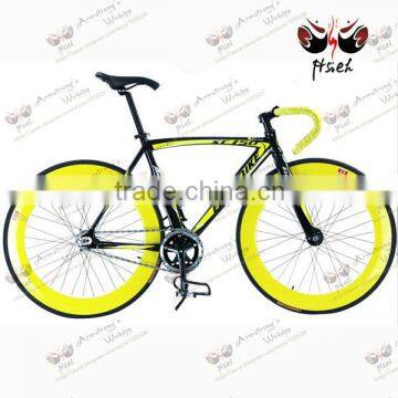 new arrival !black and bling yellow 700c single speed cheap fixed gear bike for sale