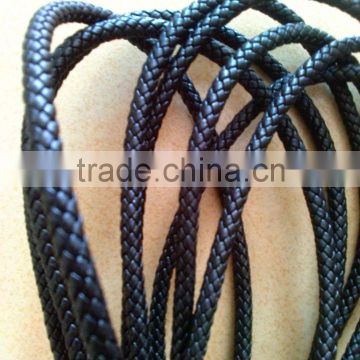 PU or genuine leather round braided cord mix color in 5.0 -5.5 mm