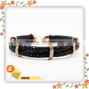 Black stingray leather bracelet Italian leather bracelets truth fish leather bracelet