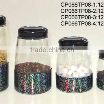 CP066TP08 round glass jar with metal casing