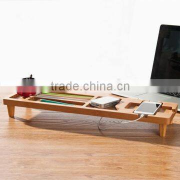 Bamboo Space Saving Desk for key board phone holder Organizer office Bamboo Multi-Function storage box