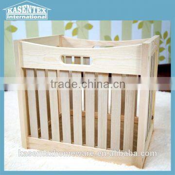 Log Color Wooden Storage Basket Solid Pine Wood Storage Basket