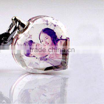 Valentines Gift New Design Promotional Lover Wedding Souvenirs Photo Printing Crystal Heart Keychain