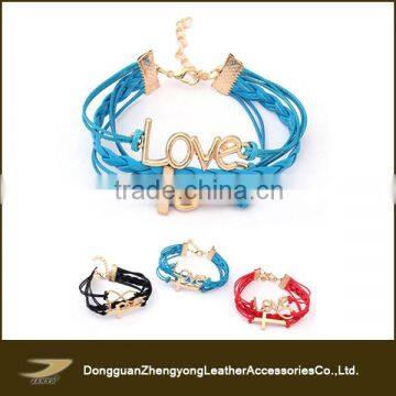 Popular Leather Infinity Love Anchor Bracelet,Cheap Infinity Love Bracelet