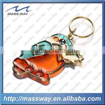 soft enamel lovely custom 3D funy bird shape metal key ring