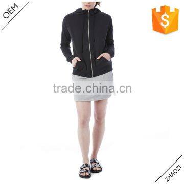 2016 Fall and Winter Black Drawstring Mock Turtleneck Wholesale Plain Zip Hoodies photo-5