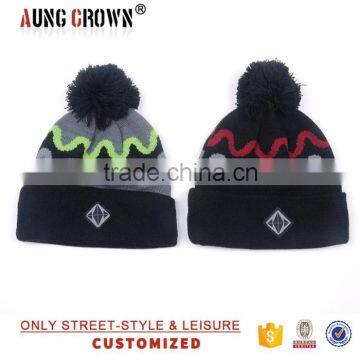 pom pom beanie cap nice pattern/fashion beanie cap/sport beanie cap