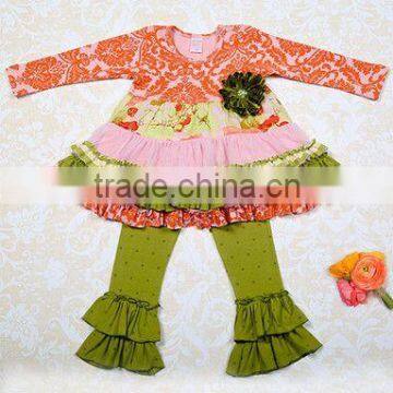 Yiwu Koya Christmas Stripes Outfit Kids Winter Boutique Giggle Moon Remake Outfit With Pant Ruffle Adorable Baby Girl Outfit photo-2