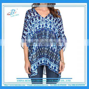 Hot Selling Women abstract printing loose fit top