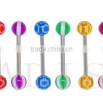 Acrylic barbell tongue ring