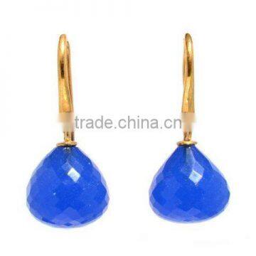 Blue Chalcedony Earrings Drops Dangles Jewelry Cobalt Blue Chalcedony Royal Blue