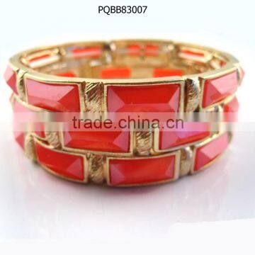 Wholesale fashion elegant gold plated red diamond elastic charm bracelet 2015