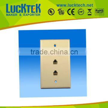 TV smooth wall plate with dual telephone port and TV port faceplate,mounted faceplate