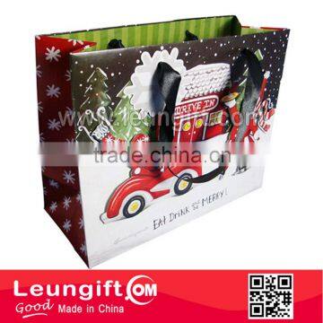 Christmas gift paper bag with 1 inch ribbon ties
