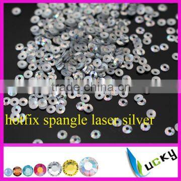 2014 NEW design fashion hot fix hologram spangle sequin laser silver 3mm middle hole