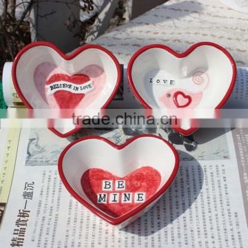 customize ceramic heart shape bowl handpaint heart bowl