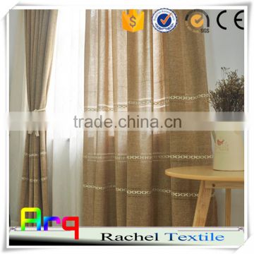 Pure style simple design linen/cotton embroidery light fabric for curtain in living room, window curtain